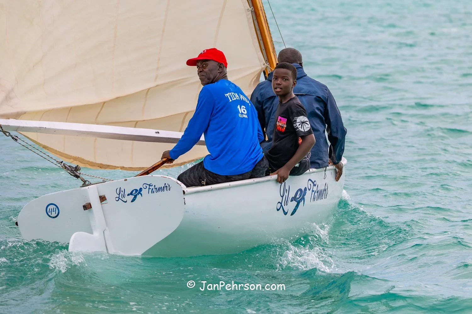 April 2025, George Town, Bahamas, National Family Island Regatta, E-Class, 7th Place, Lil Farmer, from Exuma
