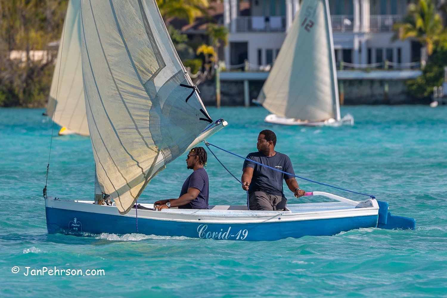 April 2025, George Town, Bahamas, National Family Island Regatta, E-Class, Covid-19, from Andros