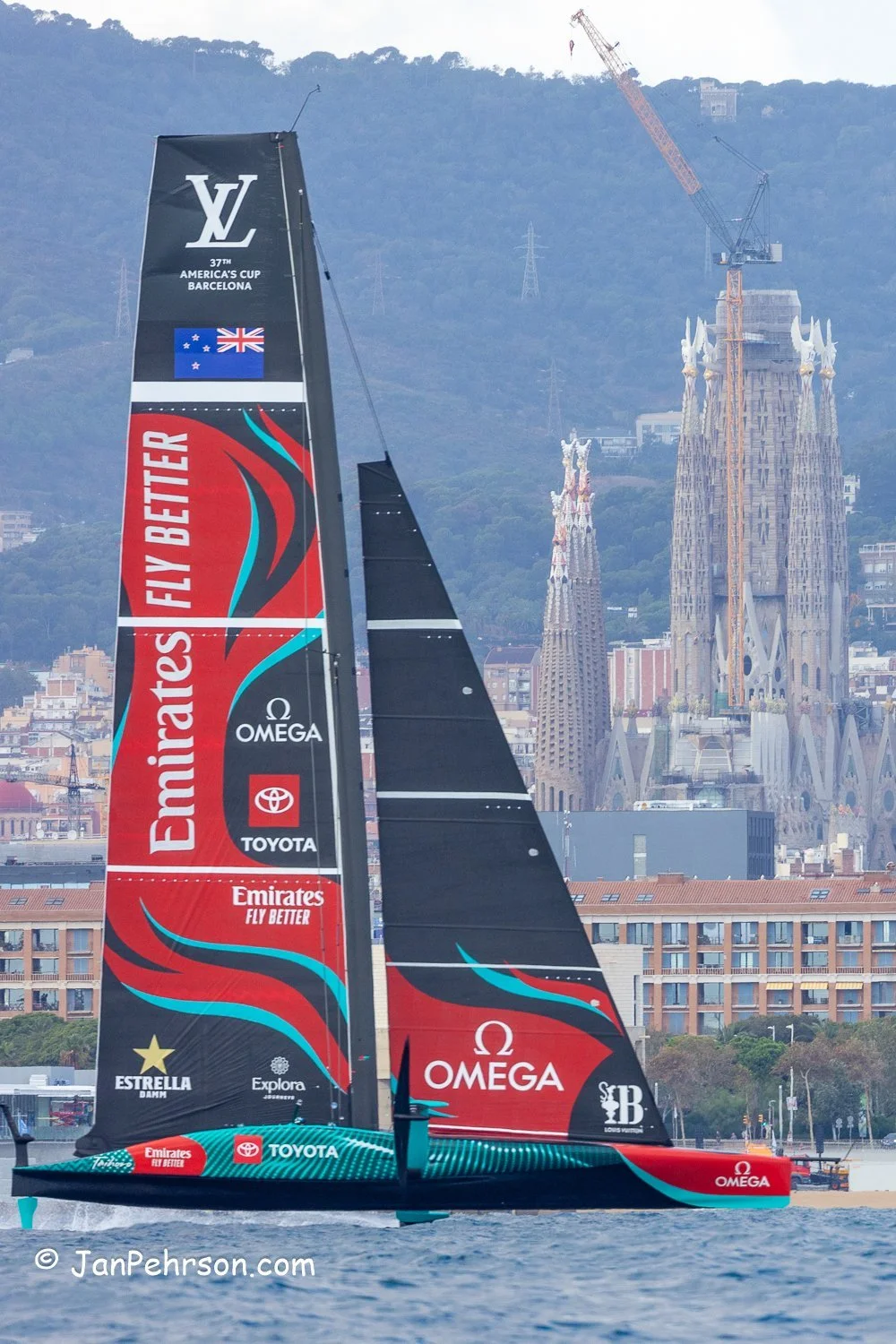 October 2024, Barcelona, Spain. 37th America's Cup sailed in AC75's, Emirates Team New Zealand vs. INEOS Britannia.