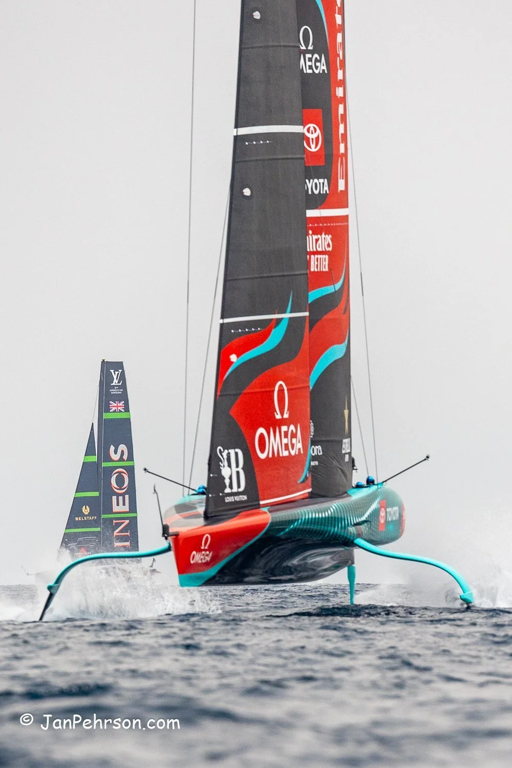 October 2024, Barcelona, Spain. 37th America's Cup sailed in AC75's, Emirates Team New Zealand vs. INEOS Britannia.