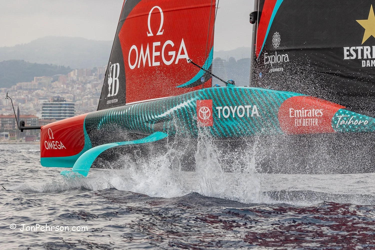 October 2024, Barcelona, Spain. 37th America's Cup sailed in AC75's, Emirates Team New Zealand vs. INEOS Britannia.
