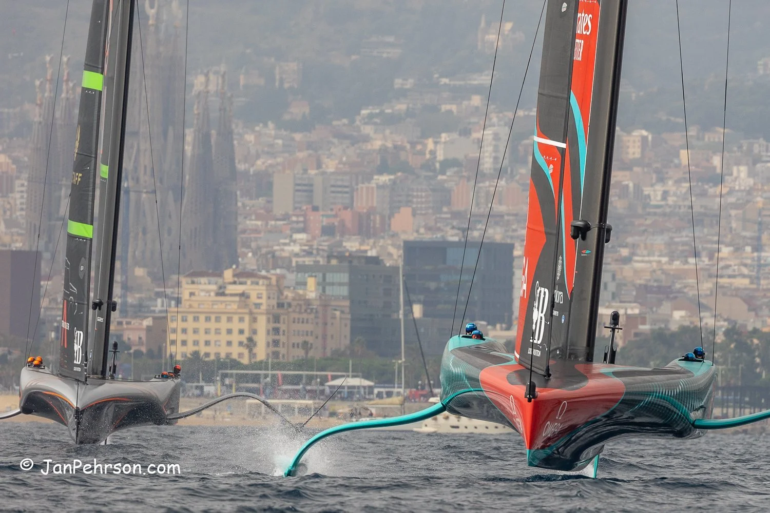October 2024, Barcelona, Spain. 37th America's Cup sailed in AC75's, Emirates Team New Zealand vs. INEOS Britannia.
