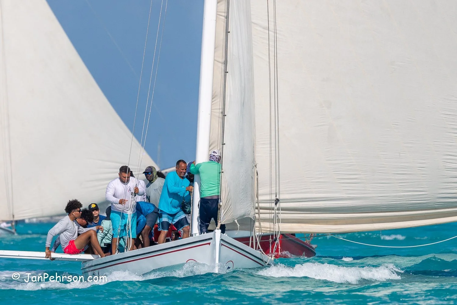 April 2024, George Town, Bahamas, National Family Island Regatta, A-Class, 2nd Place, Running Tide, from Long Island