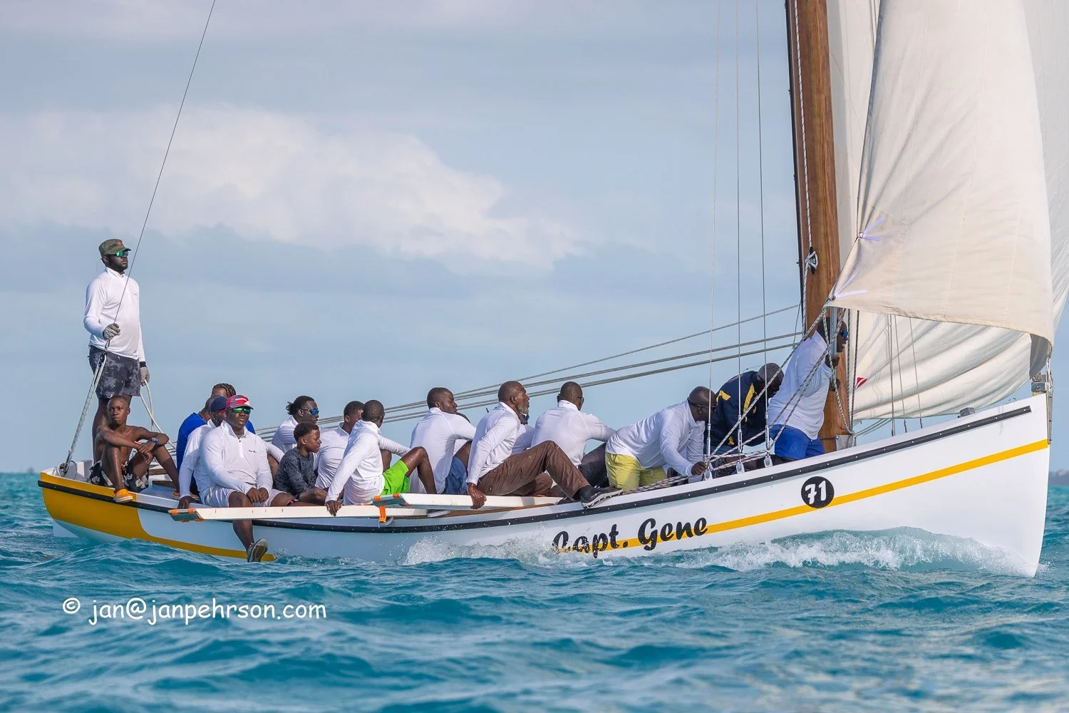 April 2024, George Town, Bahamas, National Family Island Regatta, A-Class, 6th Place, Captain Gene, from Exuma