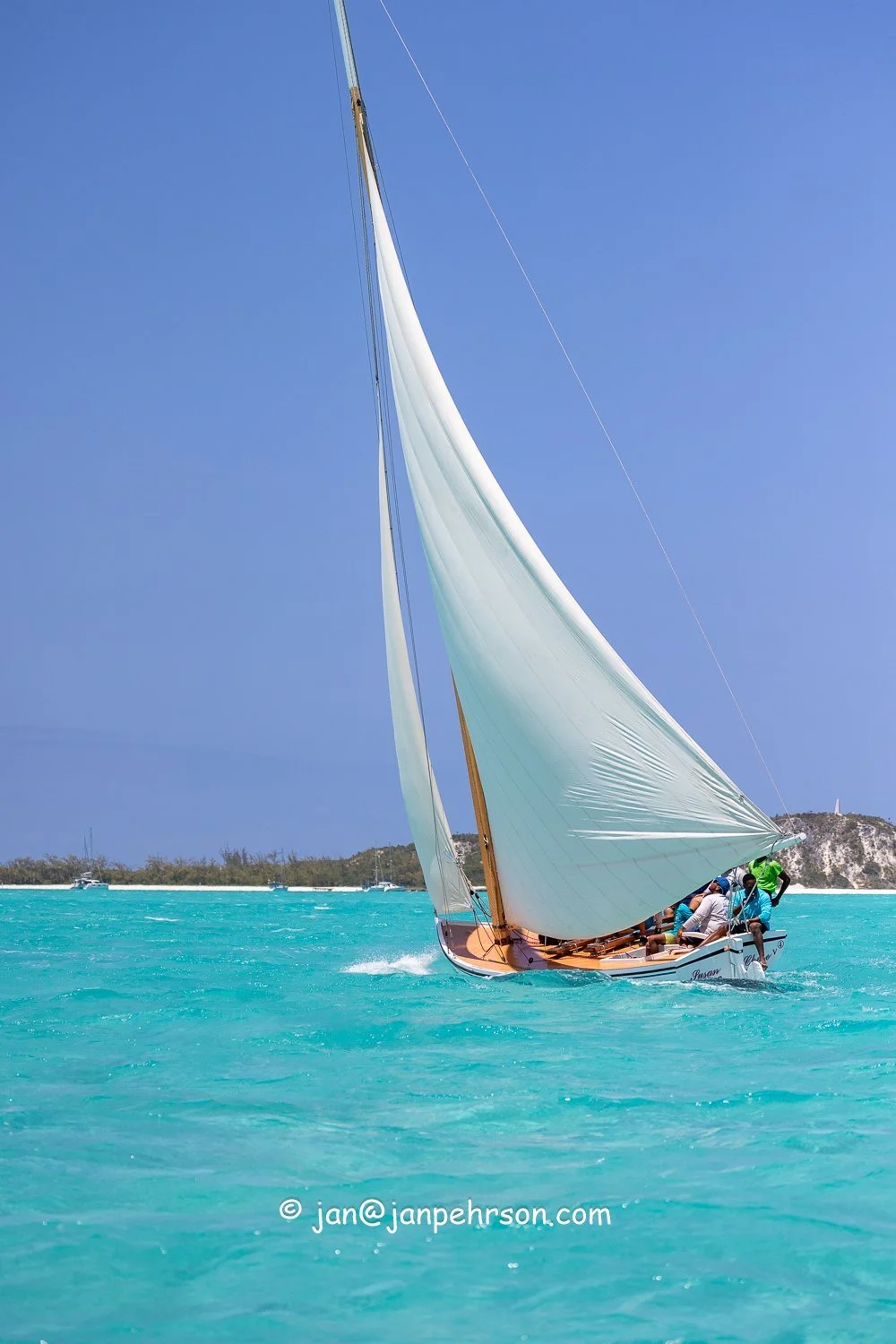 April 2024, George Town, Bahamas, National Family Island Regatta, B-Class, 1st Place, Susan Chase V, Skipper Stefan Knowles, from Long Island