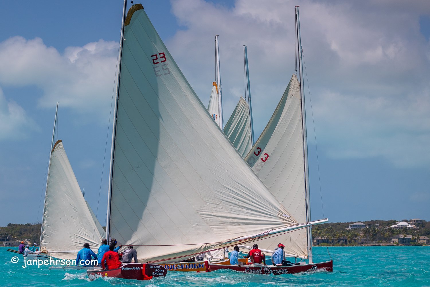 April 2024, George Town, Bahamas, National Family Island Regatta, C-Class Run Downwind