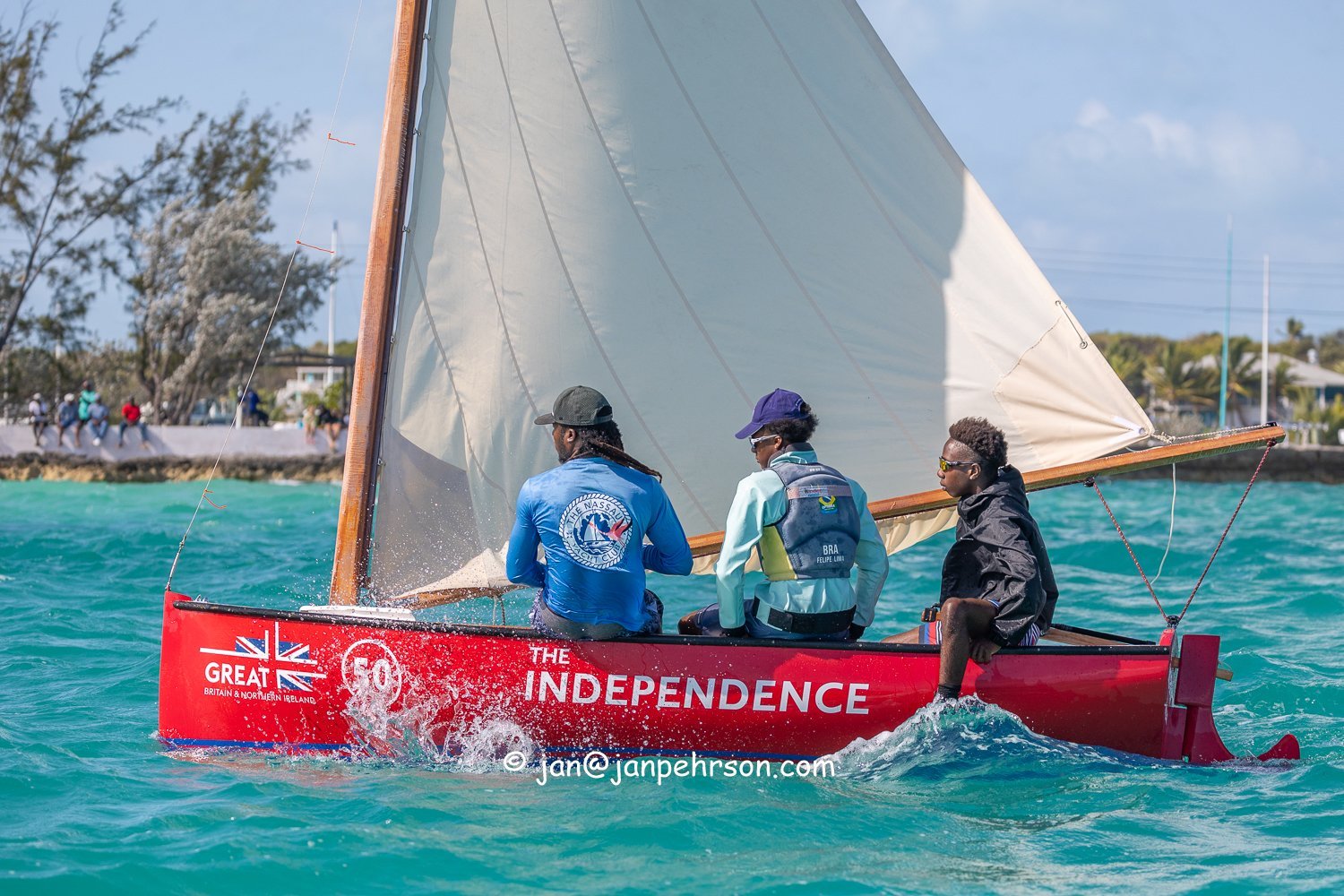April 2024, George Town, Bahamas, National Family Island Regatta, E-Class, Independence , sponsored by the British High Commission