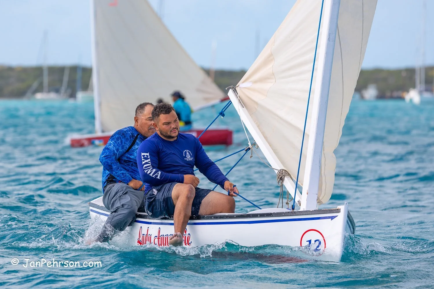 April 2024, George Town, Bahamas, National Family Island Regatta, E-Class, 2nd Place, Lady Annmarie, Skipper Colin Cartwright II, from Long Island
