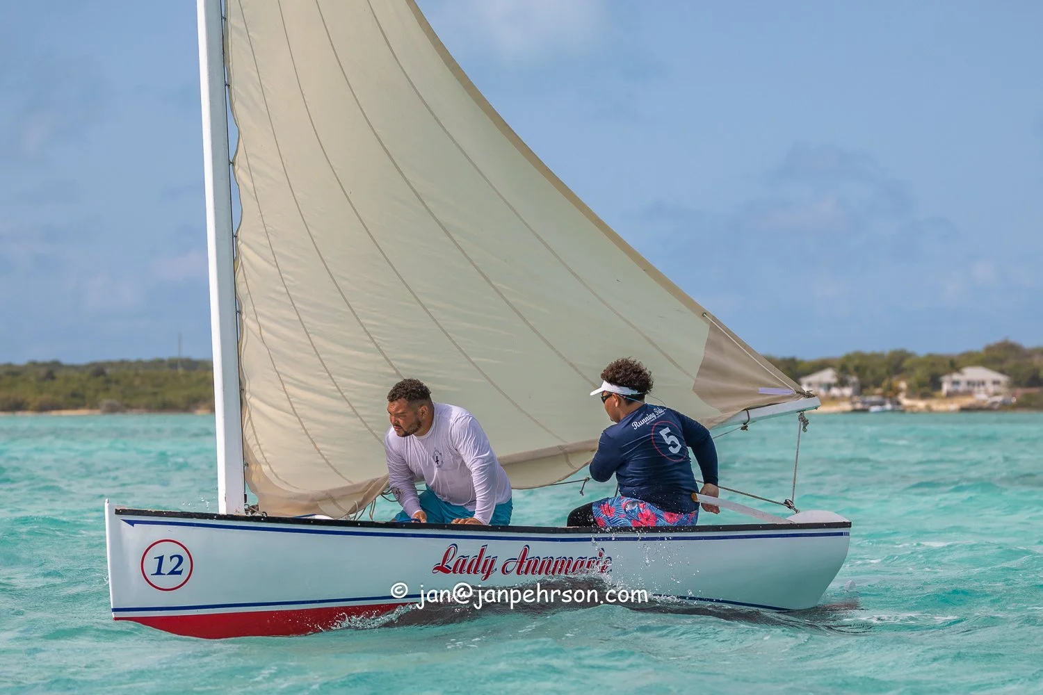 April 2024, George Town, Bahamas, National Family Island Regatta, E-Class, 2nd Place, Lady Annmarie, Skipper Colin Cartwright II, from Long Island