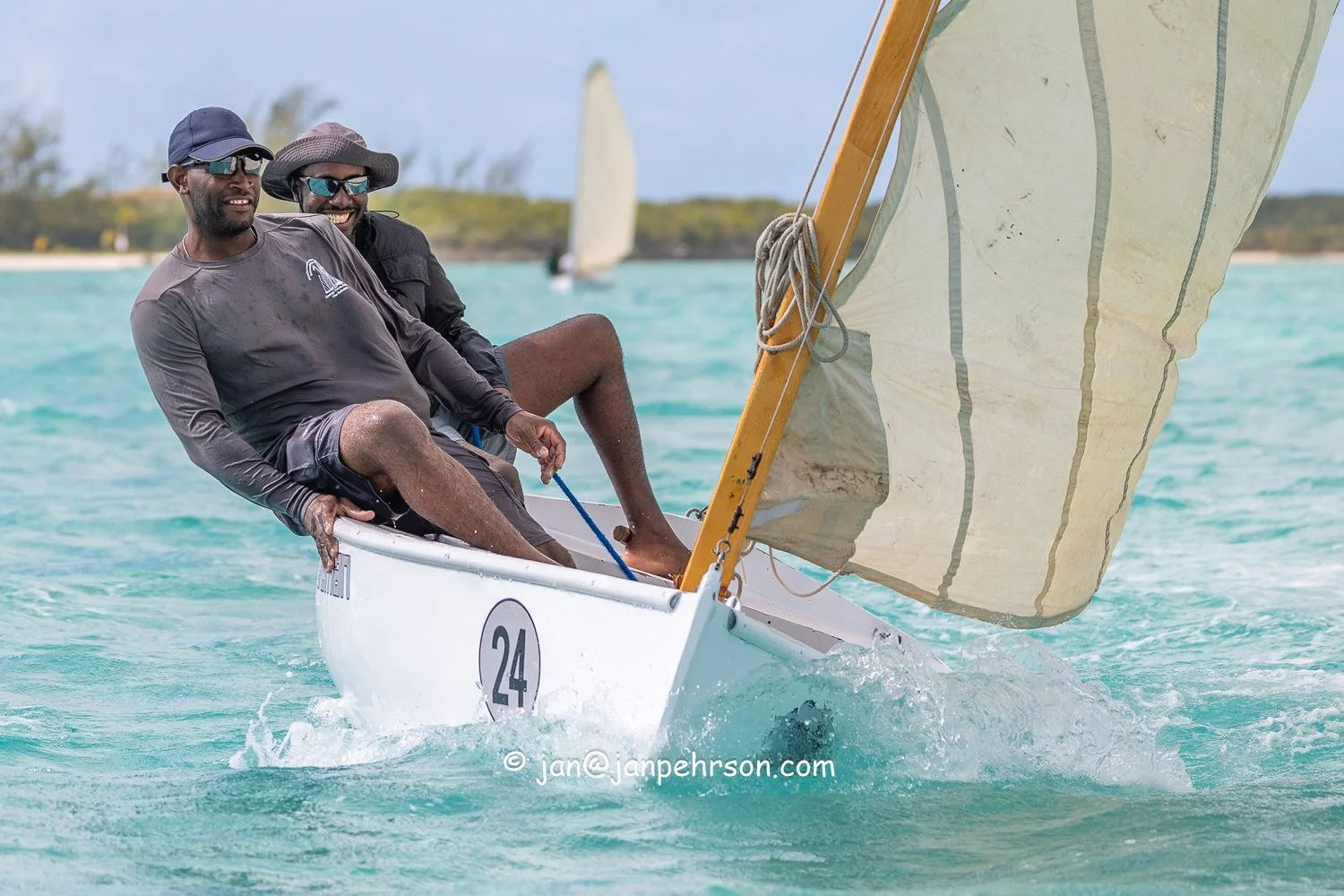 April 2024, George Town, Bahamas, National Family Island Regatta, E-Class, 6th Place, Baintown Woman, Skipper Sherman Bain, from Exuma