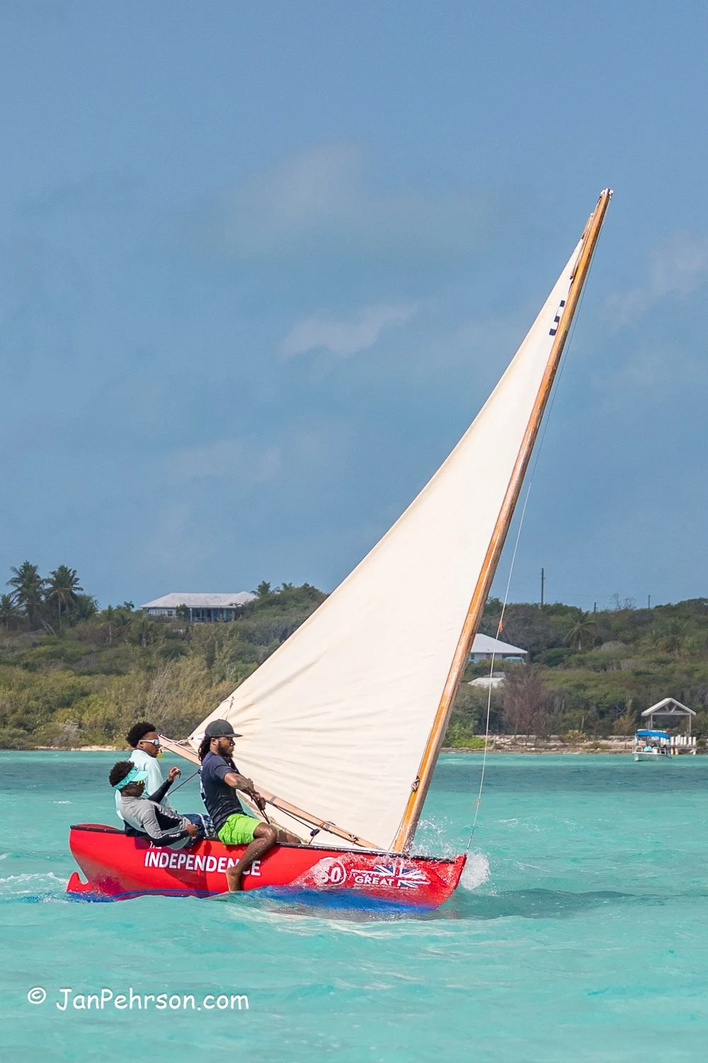 April 2024, George Town, Bahamas, National Family Island Regatta, E-Class, 10th Place, Independence, sponsored by the British High Commissioner