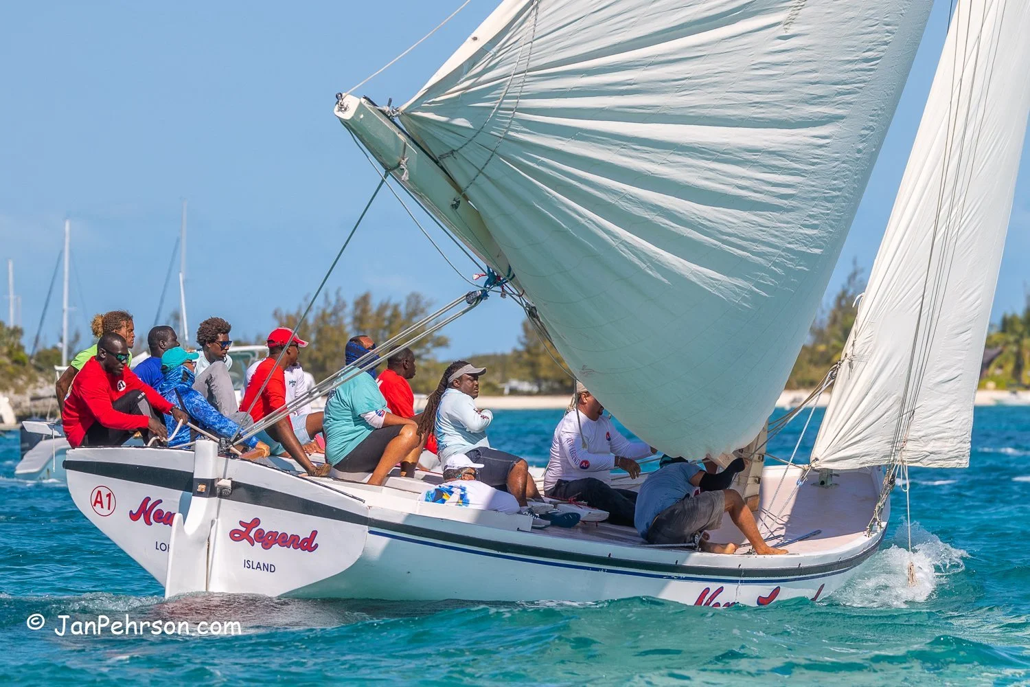 April 2023, George Town, Bahamas, National Family Island Regatta, A-Class, 1st Place, New Legend, from Long Island