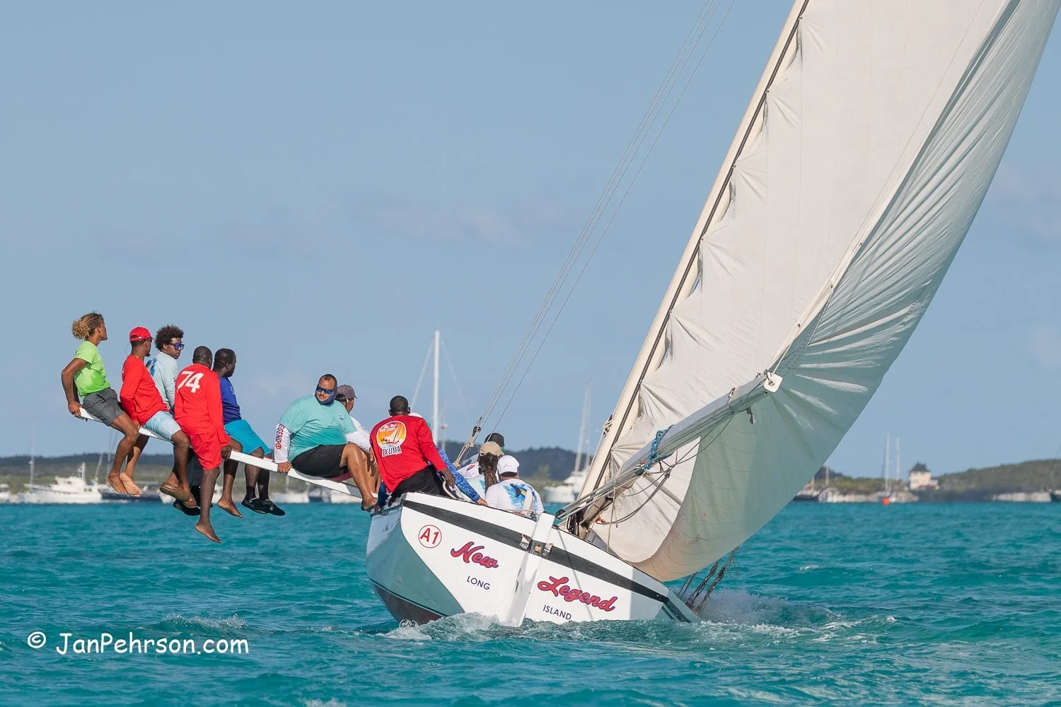 April 2023, George Town, Bahamas, National Family Island Regatta, A-Class, 1st Place, New Legend, from Long Island