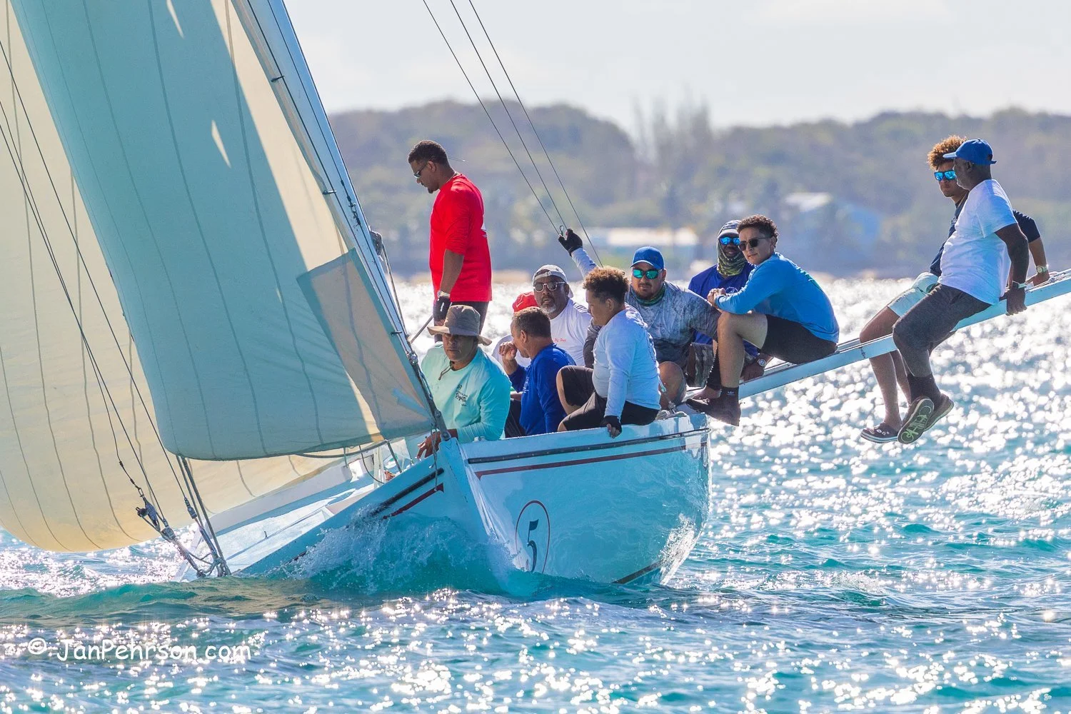 April 2023, George Town, Bahamas, National Family Island Regatta, A-Class, 2nd Place, Running Tide, from Long Island