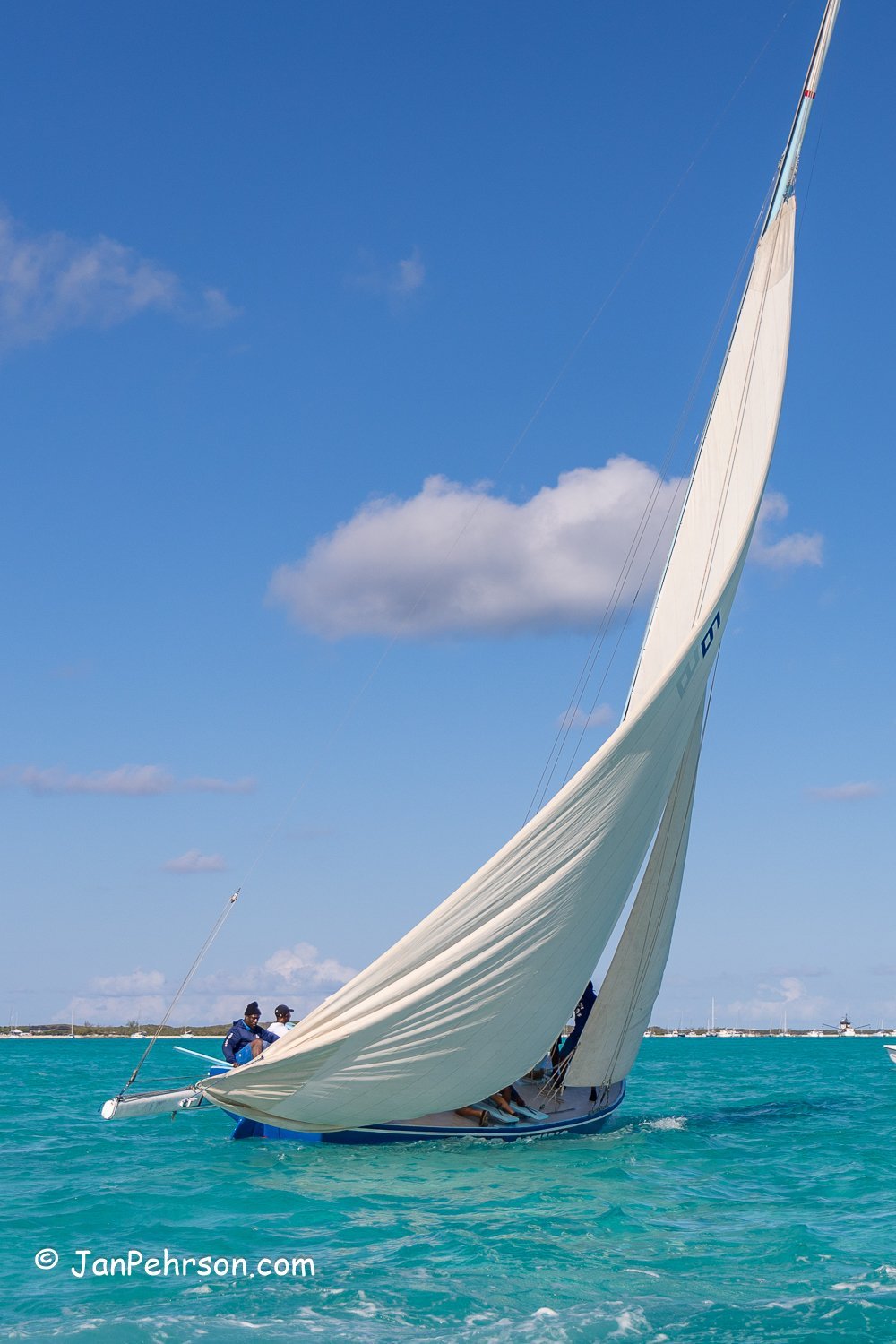 April 2023, George Town, Bahamas, National Family Island Regatta, A-Class, Good News, from Nassau