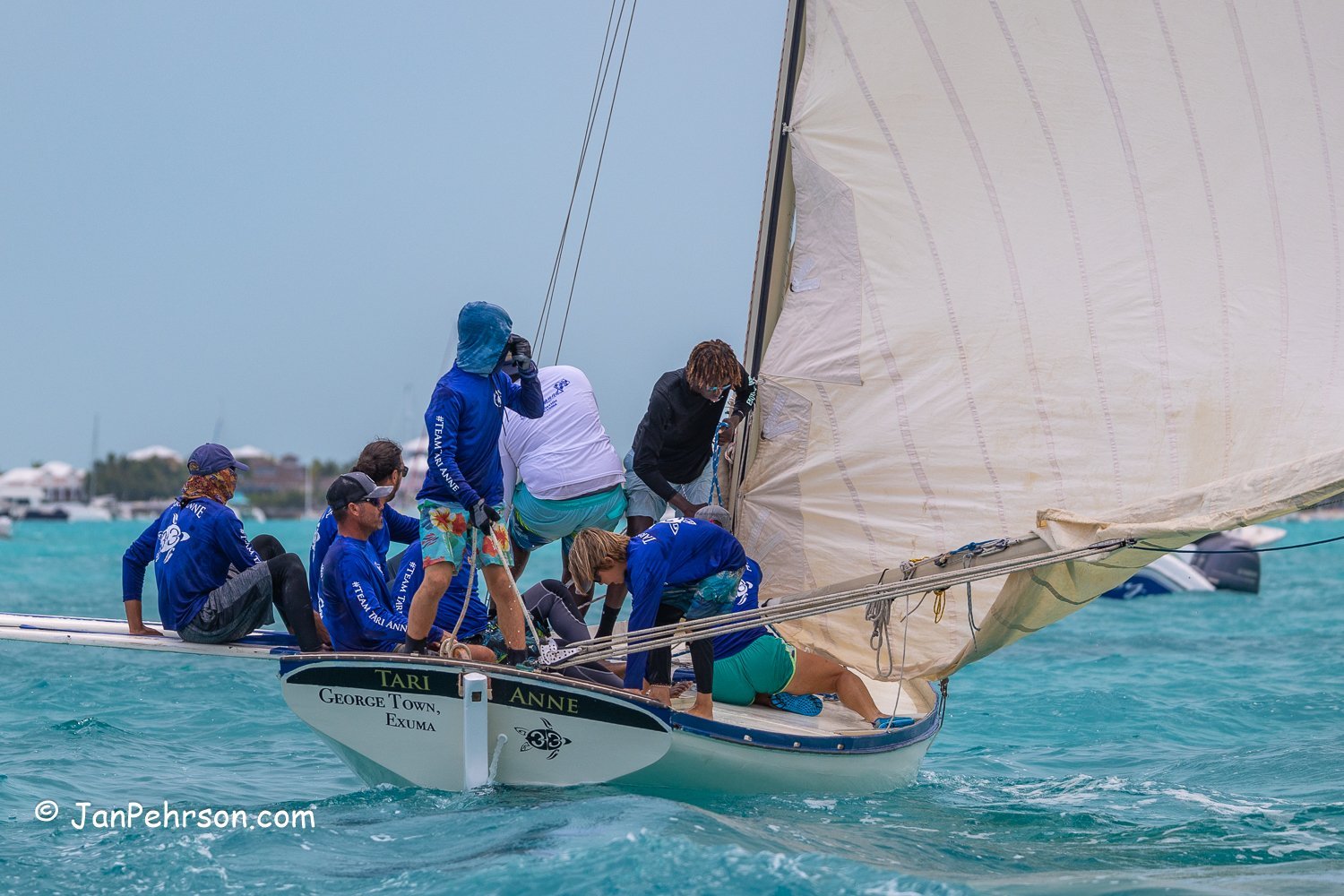 April 2023, George Town, Bahamas, National Family Island Regatta, B-Class, 3rd Place, Tari Anne, from George Town, Exuma