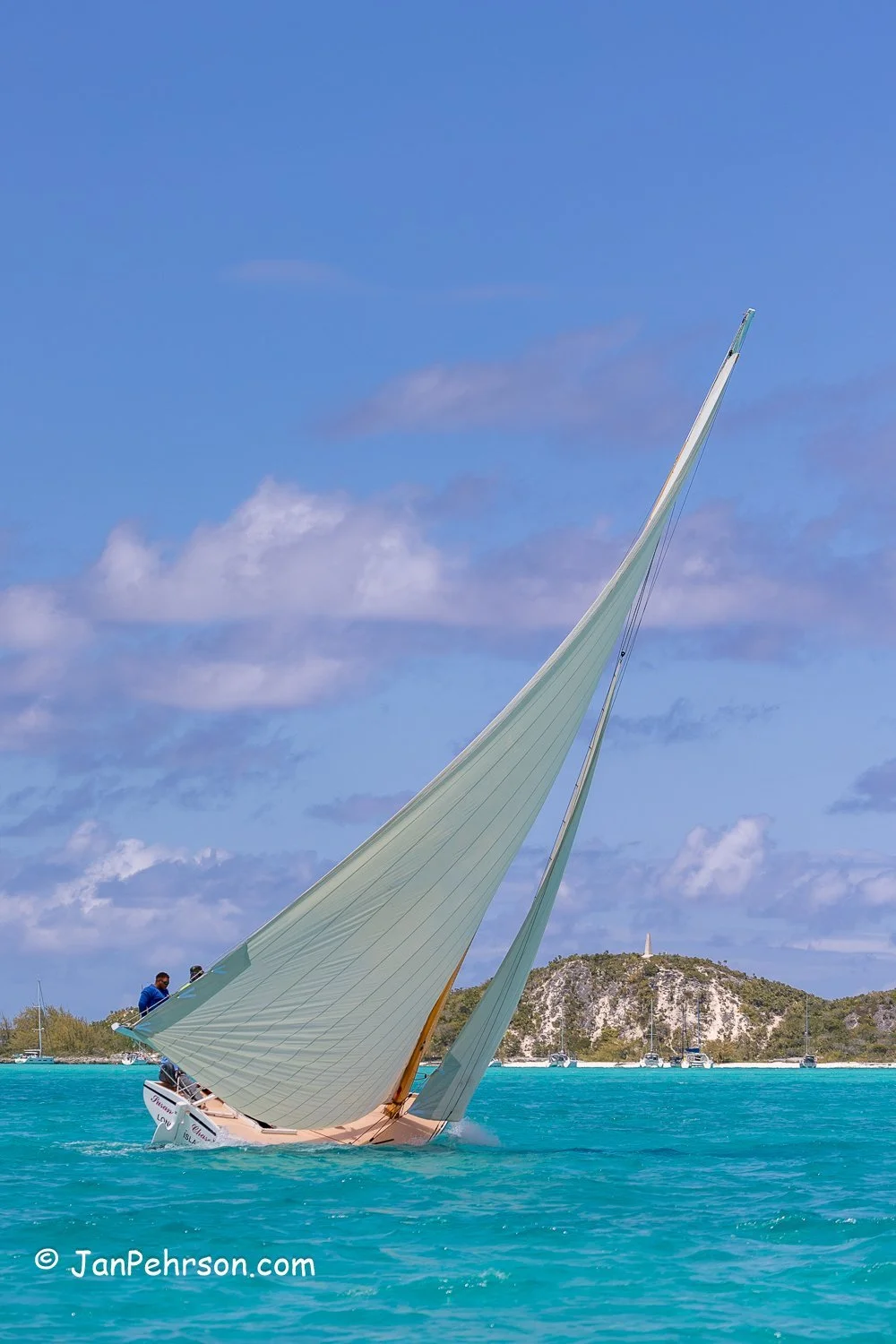 April 2023, George Town, Bahamas, National Family Island Regatta, B-Class, 4th Place, New Susan Chase V, from Mangrove Bush, Long Island