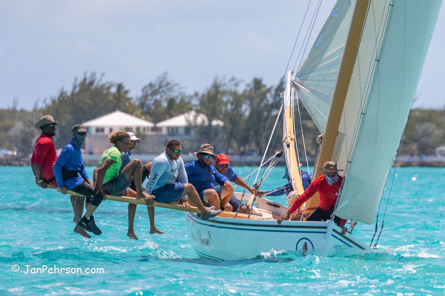April 2023, George Town, Bahamas, National Family Island Regatta, B-Class, 4th Place, New Susan Chase V, from Mangrove Bush, Long Island