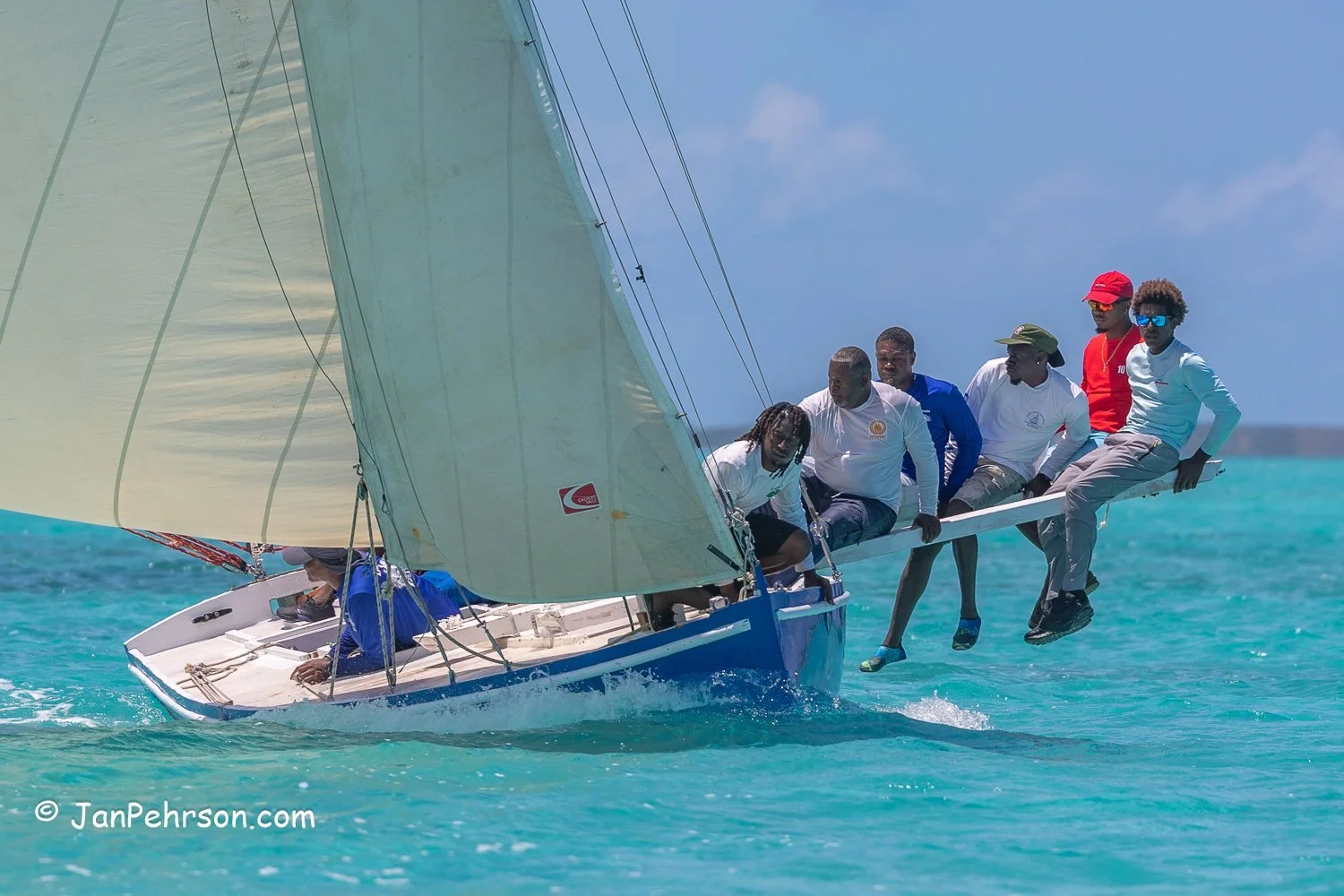 April 2023, George Town, Bahamas, National Family Island Regatta, B-Class, 5th Place, Lady Sonia, from Cottage, Exuma