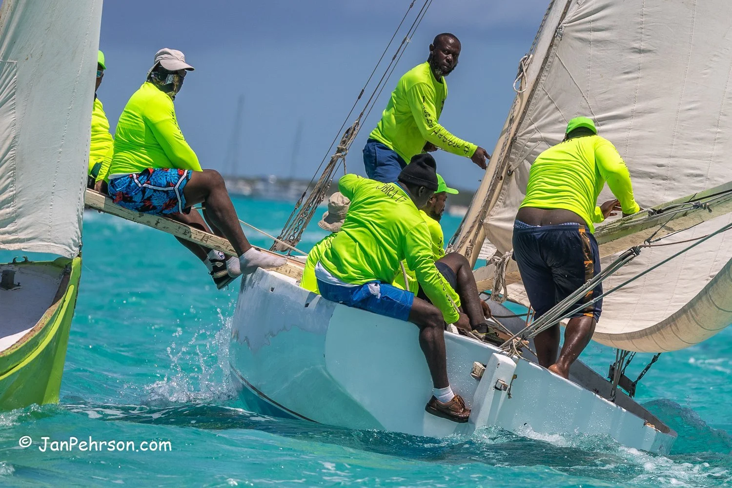 April 2023, George Town, Bahamas, National Family Island Regatta, B-Class, Cobra, from Pirates Well, Mayaguana