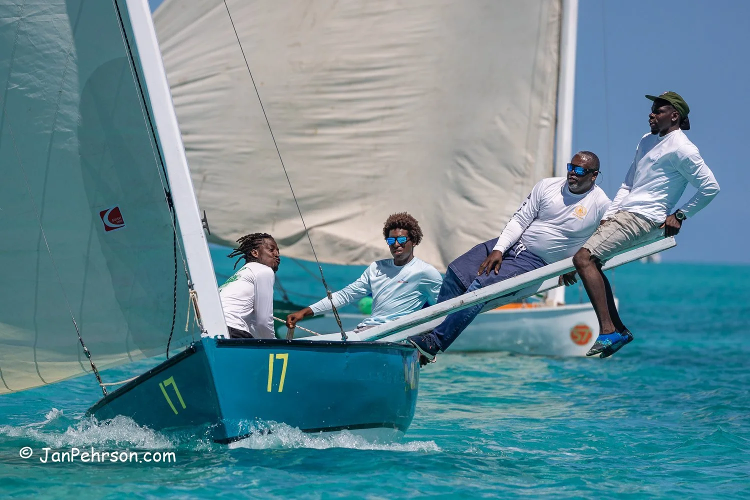 April 2023, George Town, Bahamas, National Family Island Regatta, C-Class, 7th Place, Bul Reg, from Cottage, Exuma