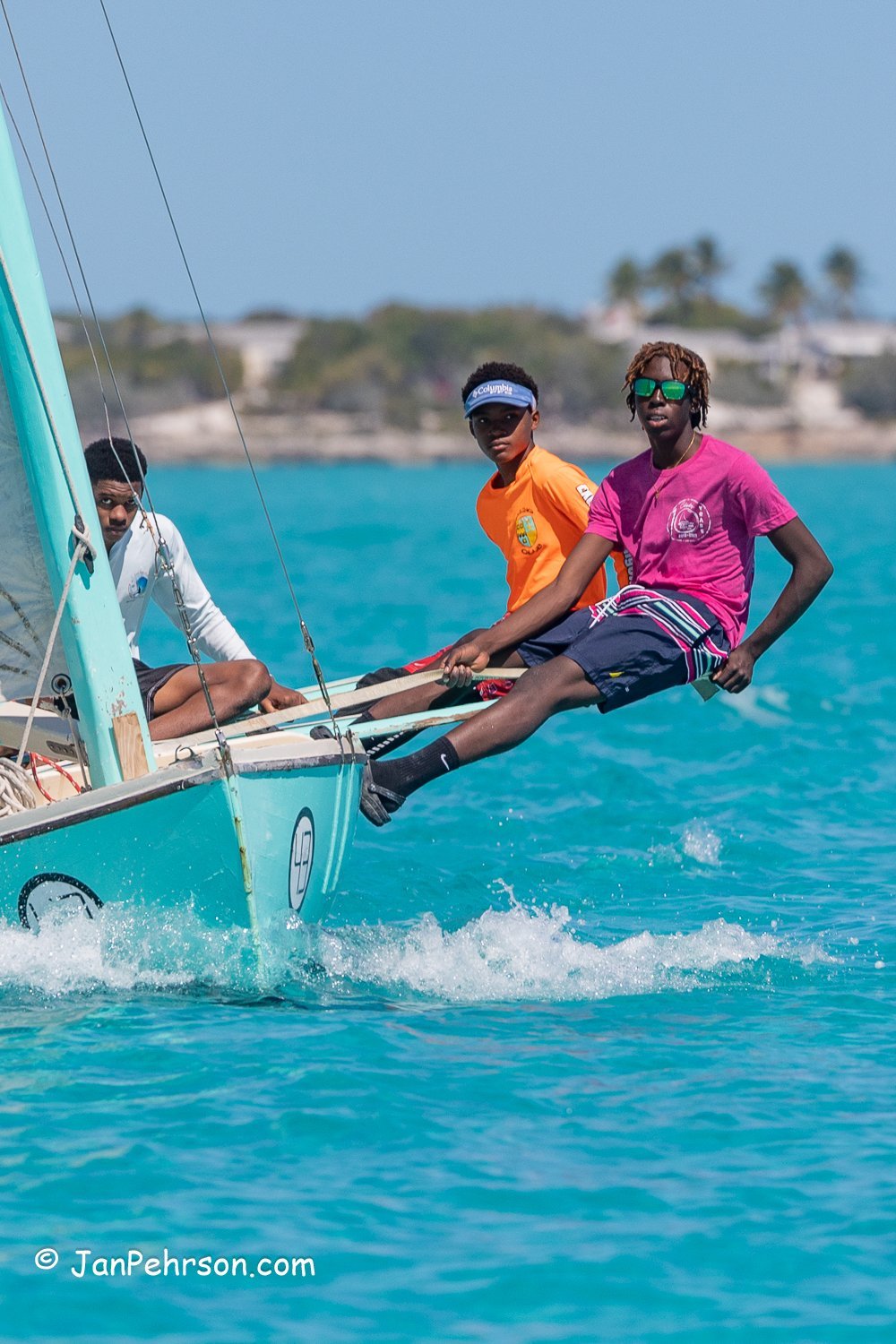 April 2023, George Town, Bahamas, National Family Island Regatta, C-Class, Termite, from George Town, Exuma