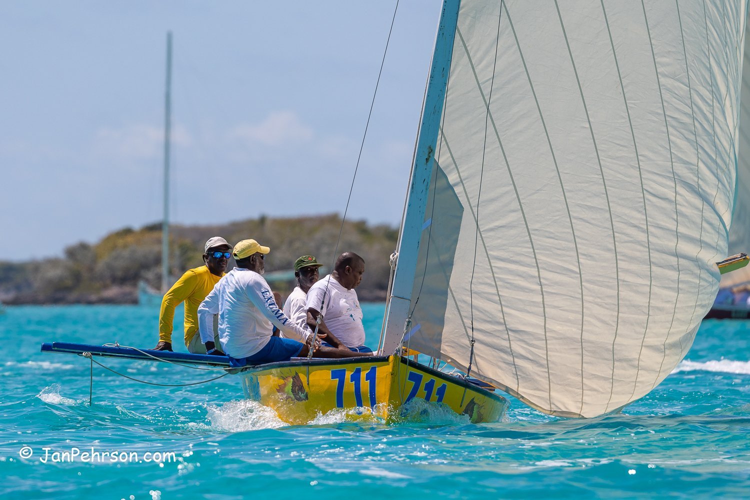 April 2023, George Town, Bahamas, National Family Island Regatta, C-Class, Hog Tusk, from Barra Terre, Exuma