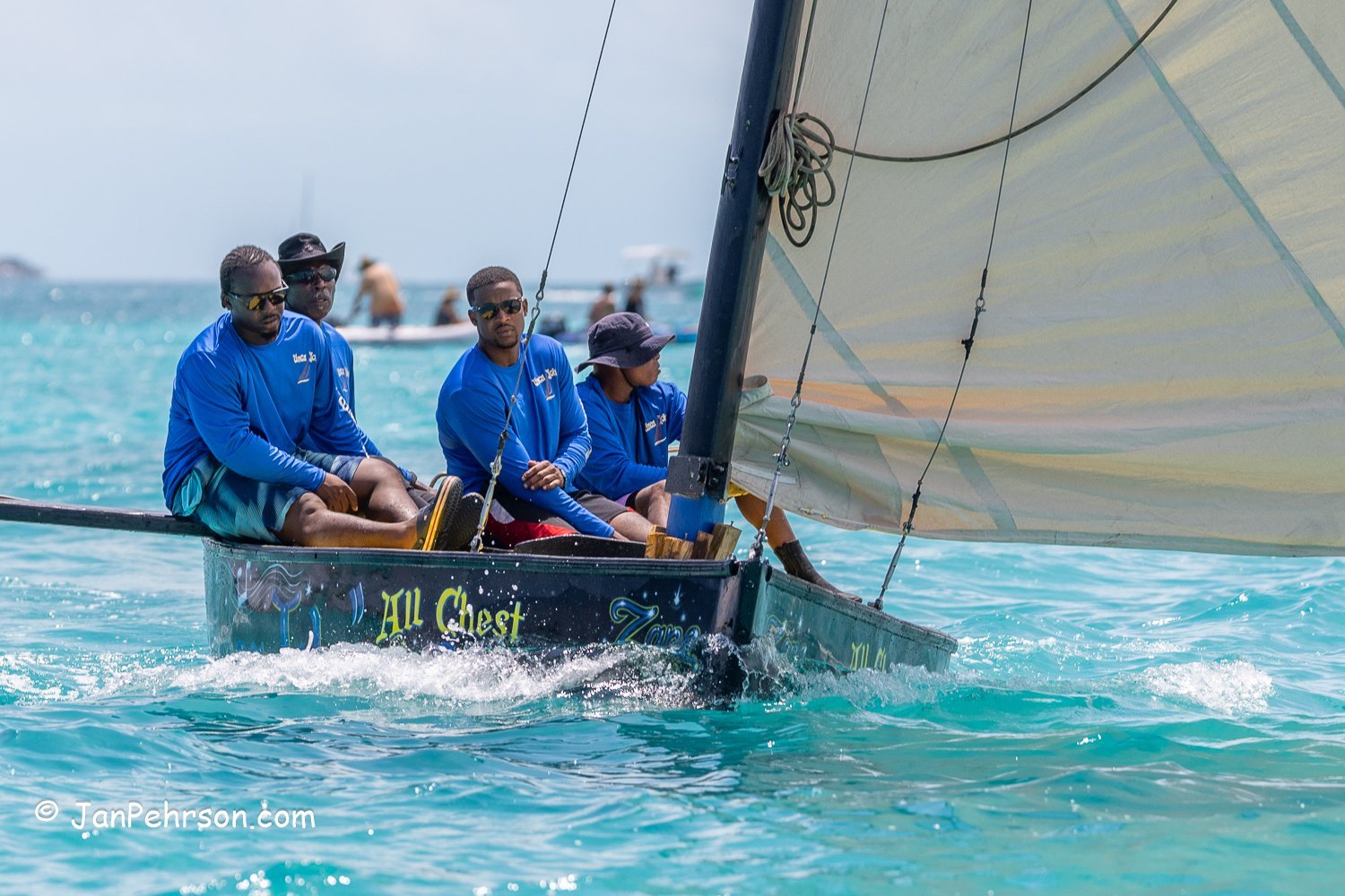 April 2023, George Town, Bahamas, National Family Island Regatta, C-Class, Unca John, from Acklins