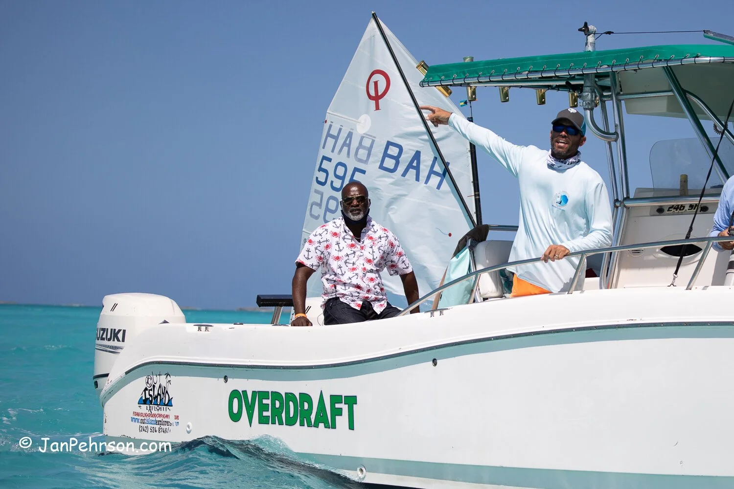 Barry Wilmott of the Regatta Desk, Dallas Knowles of the Exuma Sailing Club