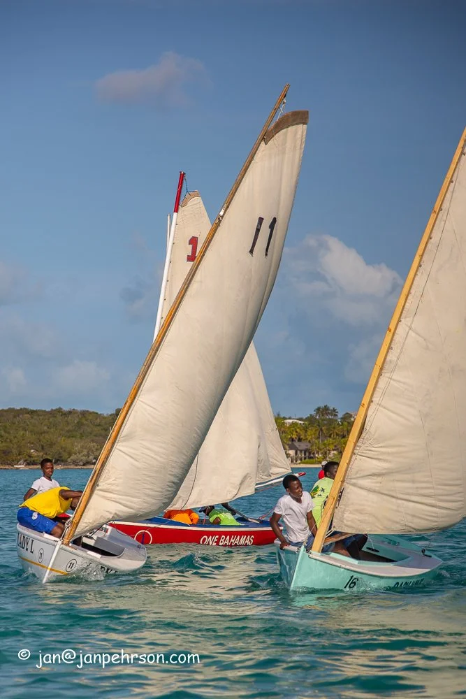 April 2019, George Town, Exuma, Bahamas, Family Island Regatta Day 2 of Championship, E Class Start (0029)
