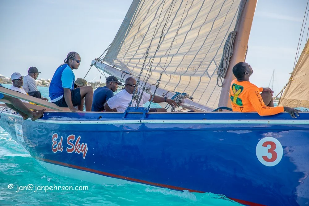 April 2019, George Town, Exuma, Bahamas, Family Island Regatta Day 1 Cup Race, A Class, Ed Sky (0784)
