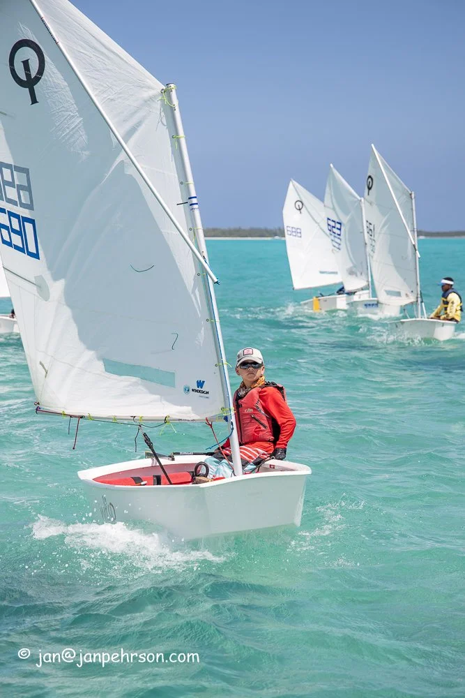 April 2019, George Town, Exuma, Bahamas, Exuma Sailing Club Regatta, Optimist Dinghy Class