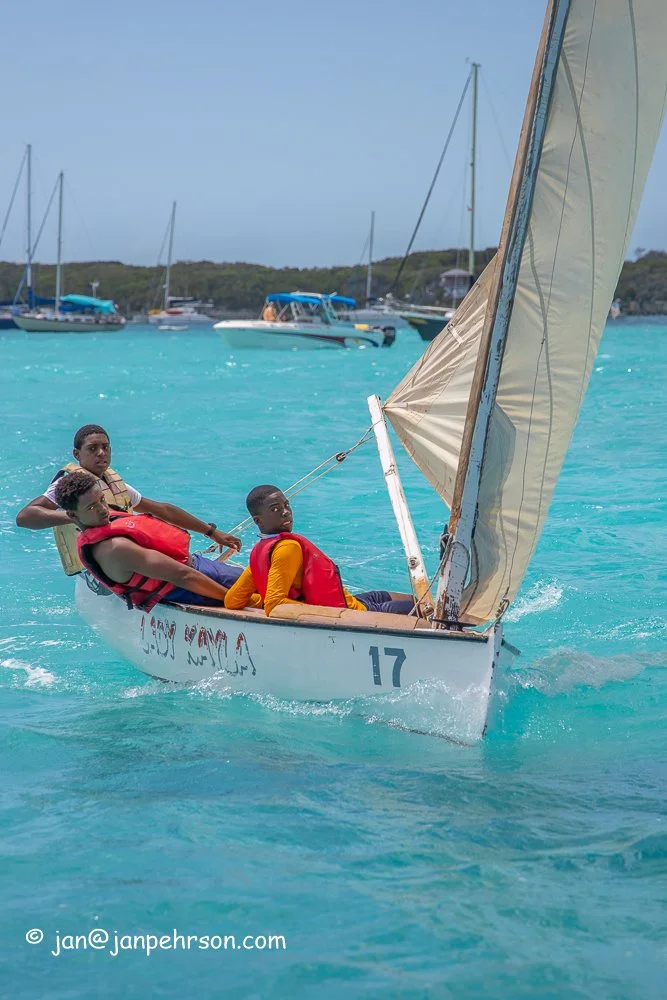 April 2019, George Town, Exuma, Bahamas, Exuma Sailing Club Regatta, E-Class Sloop "Lady Kayla"