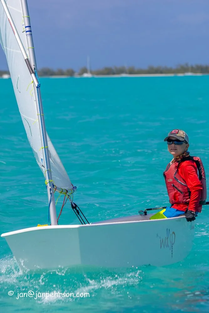 April 2019, George Town, Exuma, Bahamas, Exuma Sailing Club Regatta, Joss in the Opti Class