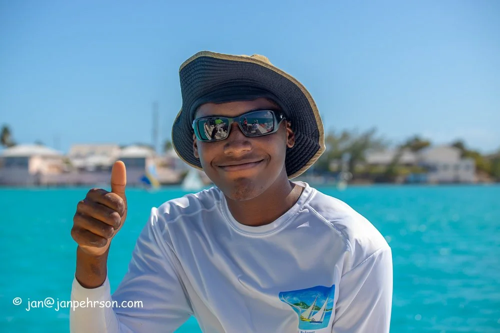 April 2019, George Town, Exuma, Bahamas, Exuma Sailing Club Regatta, Youth Instructor Kyntn Delancy