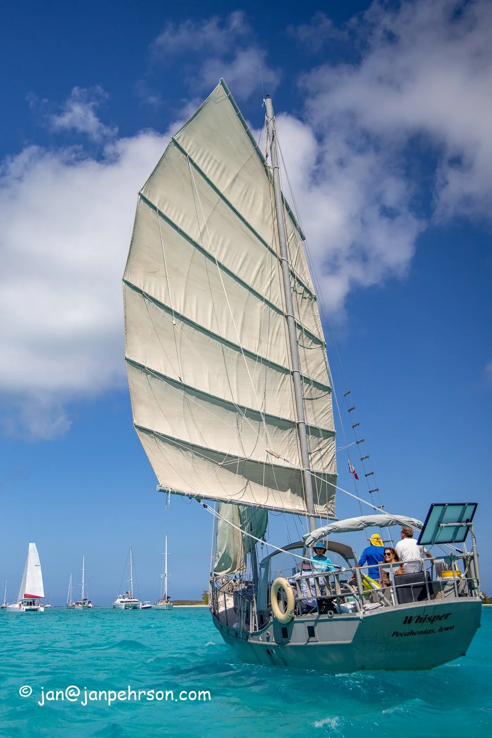 Feb 2019, Stocking Island, George Town, Exuma, Bahamas, Cruisers Regatta, In-Harbor Race, s/v Whisper