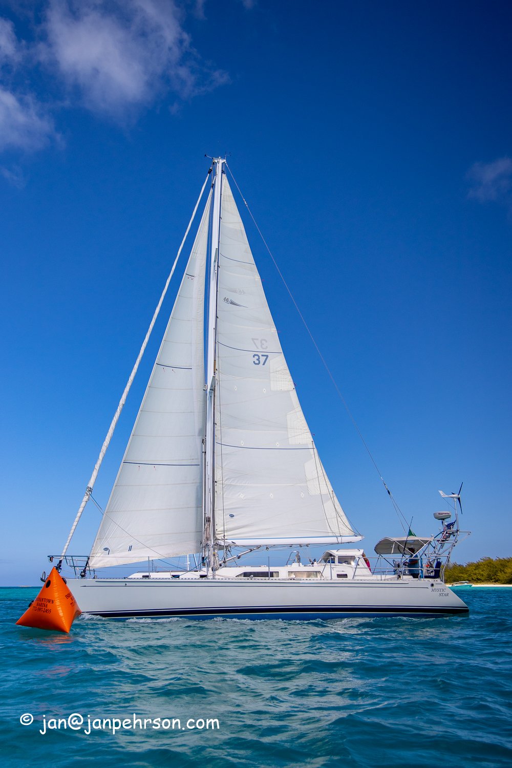 Feb 2019, Stocking Island, George Town, Exuma, Bahamas, Cruisers Regatta, In-Harbor Race, s/v Mystic Star, First in Fleet