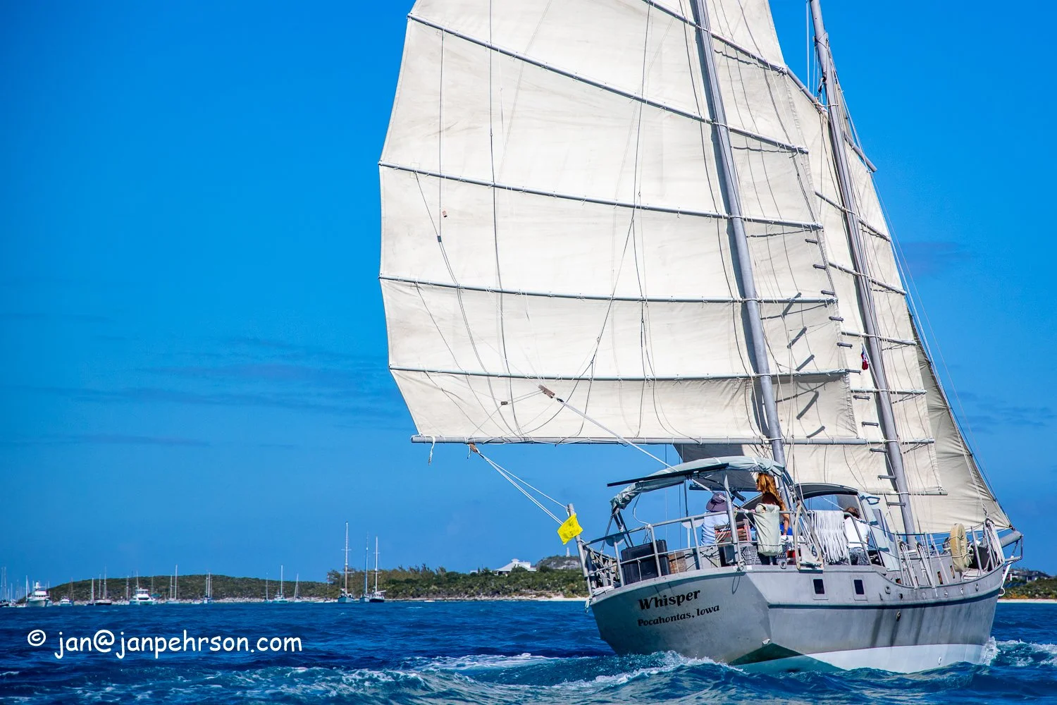 Feb 2019, Stocking Island, George Town, Exuma, Bahamas, Cruisers Regatta, In-Harbor Race, s/v Whisper