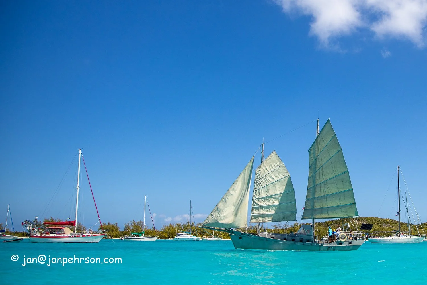 Feb 2019, Stocking Island, George Town, Exuma, Bahamas, Cruisers Regatta, In-Harbor Race, s/v Whisper