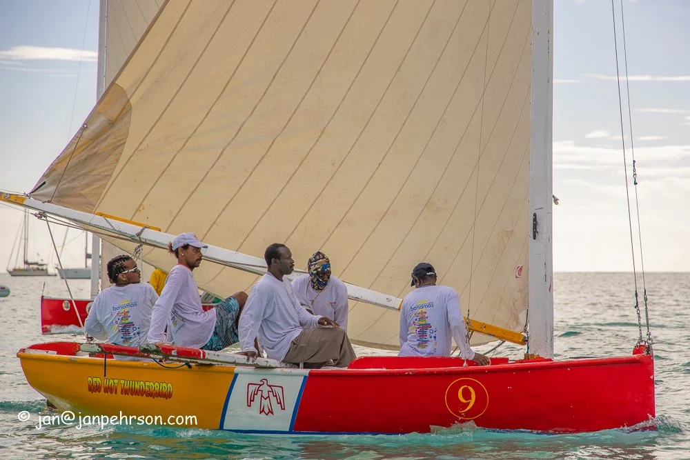 February 2019, Farmers Cay Regatta. Class C Sloop "W G Tunderbird "
