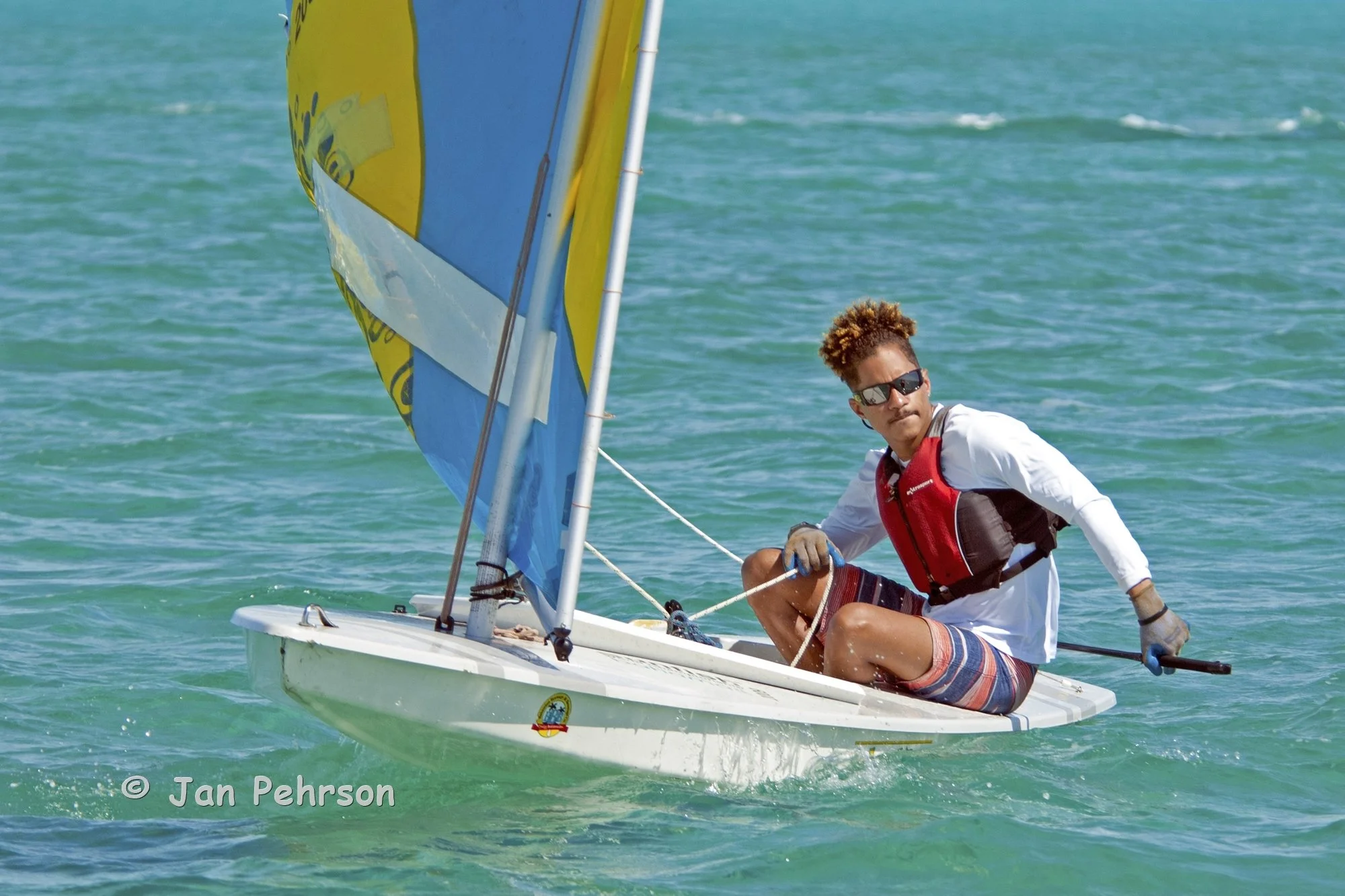 June 2018, Salt Point, Long Island, Bahamas, Long Island Regatta, Day 3, Sunfish - Brandon Thomas(0024)