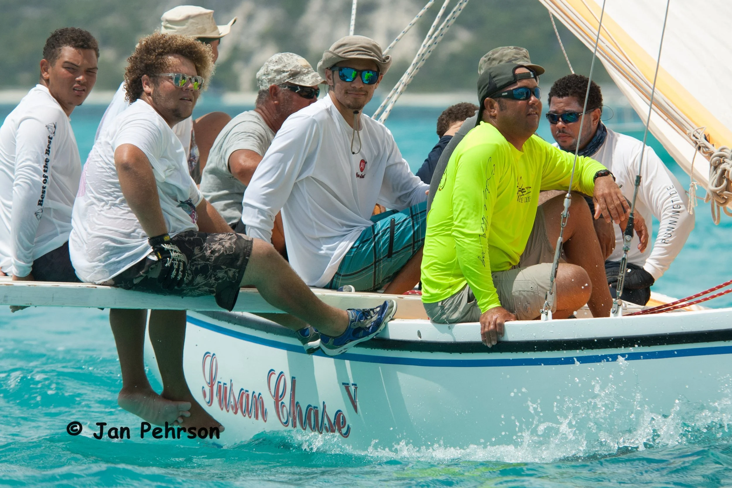 April 2018, Georgetown, Exuma, Bahamas, National Family Island Regatta, Day 3, Class B, 3rd in Class, Susan Chase V, Stefan Knowles, Mangrove Bush, Long Island (0413)
