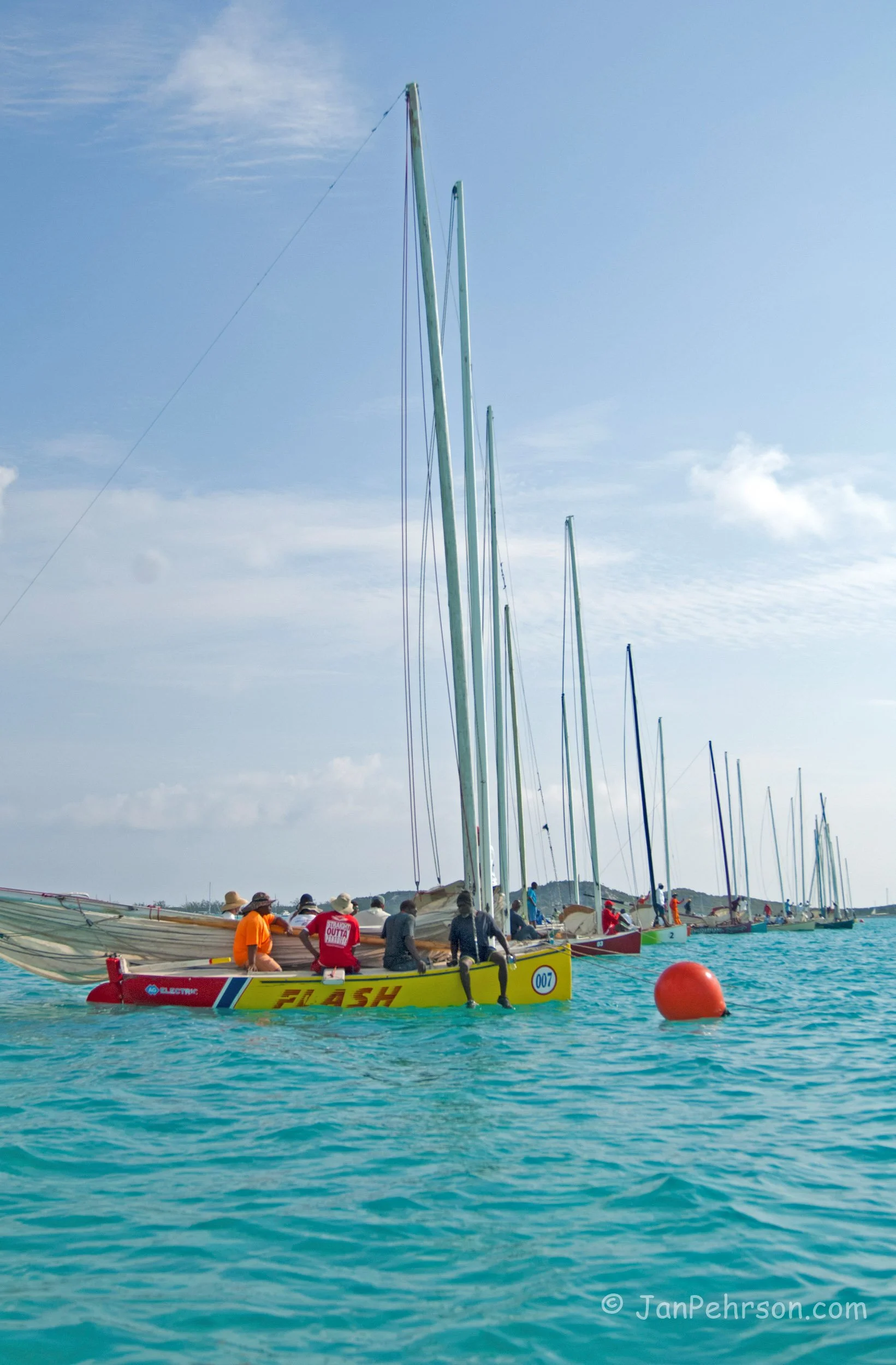 April 2017, Georgetown, Exuma, Bahamas, National Family Island Regatta, Day 1, Class C Start (0003)