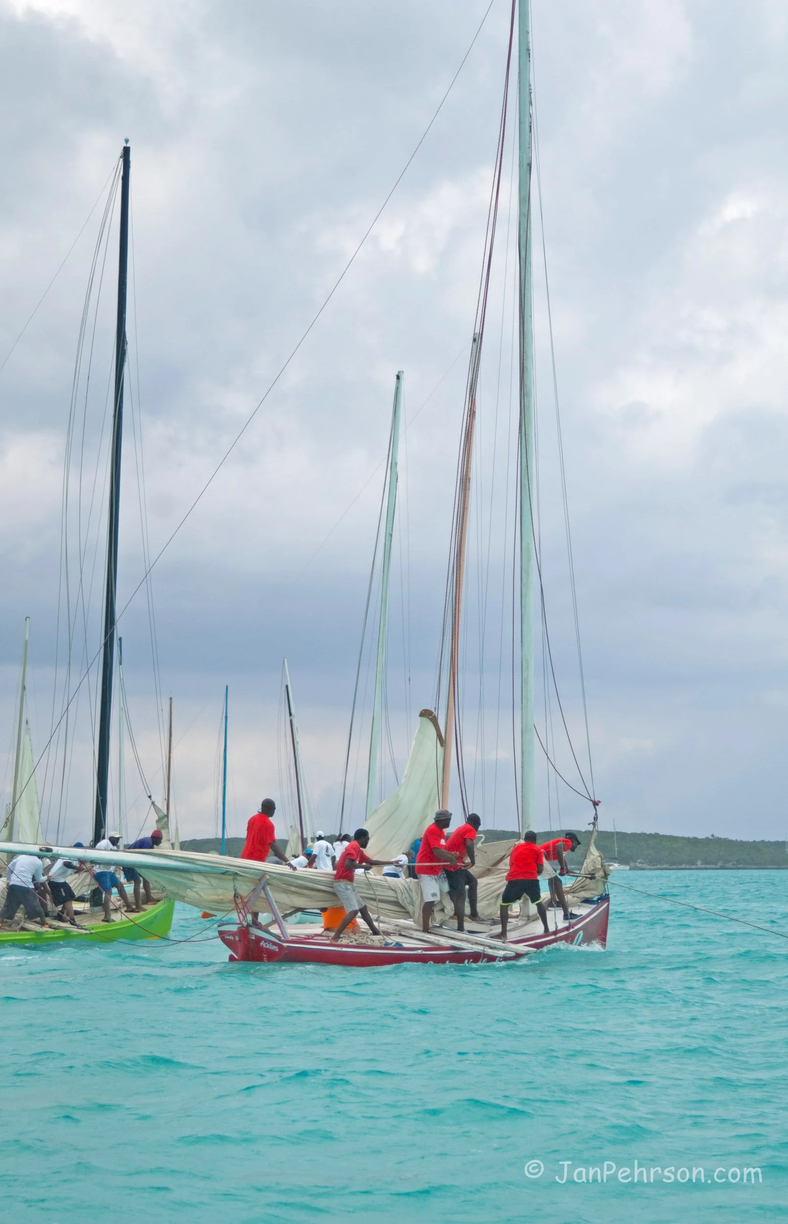 April 2017, Georgetown, Exuma, Bahamas, National Family Island Regatta, Day 1, Class B Start (0298)