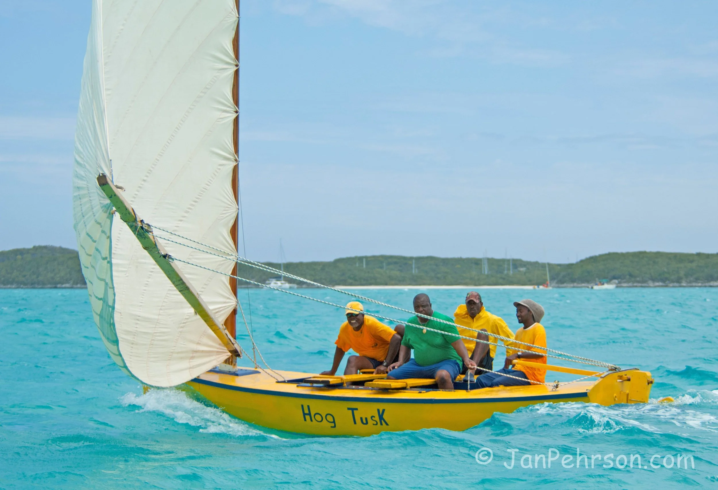 April 2017, Georgetown, Exuma, Bahamas, National Family Island Regatta, Day 2, Class C, Hog Tusk, Jermaine Lloyd, Barraterre (0309)