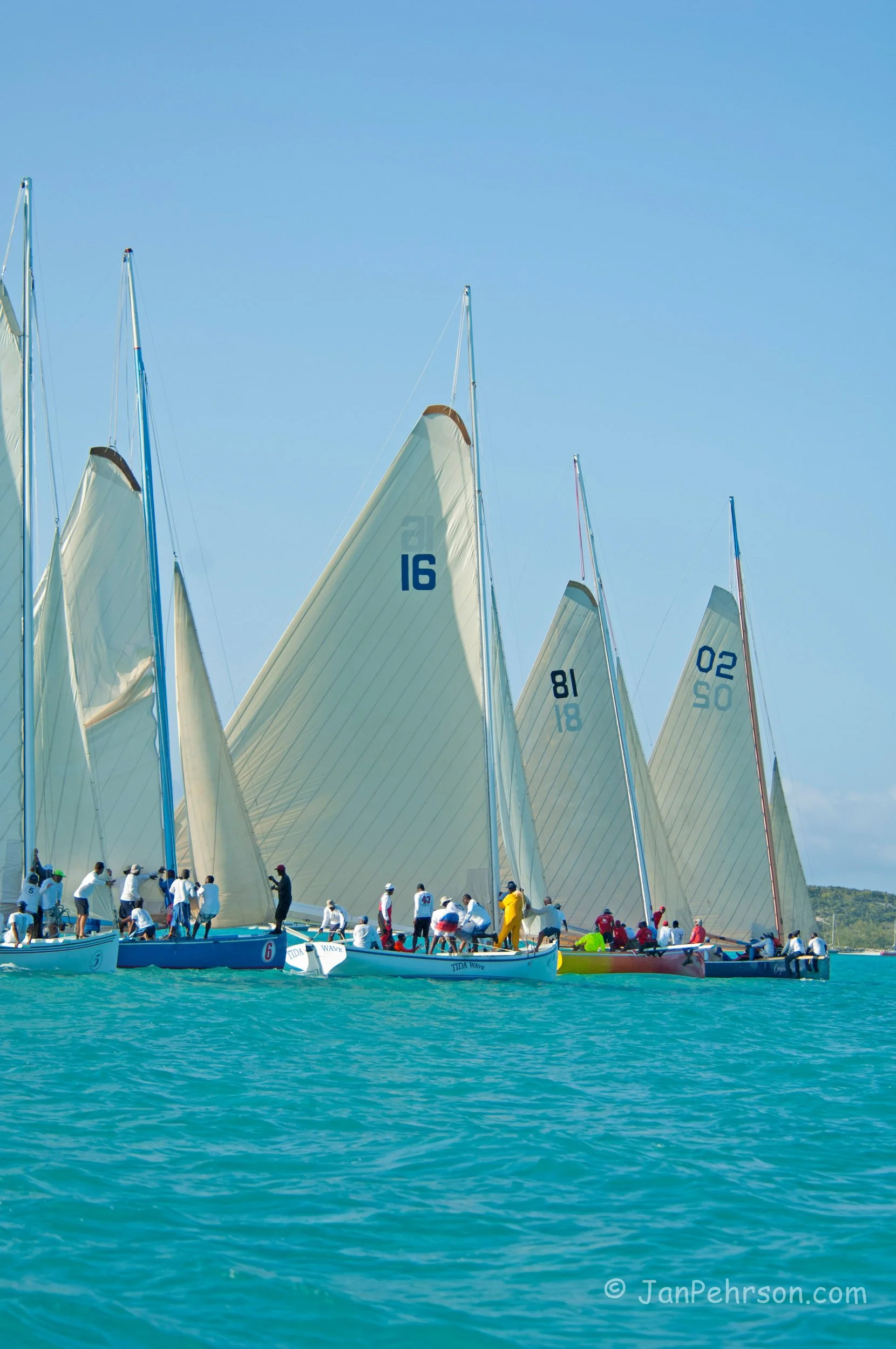 April 2017, Georgetown, Exuma, Bahamas, National Family Island Regatta, Day 2, Class A Start (0768)