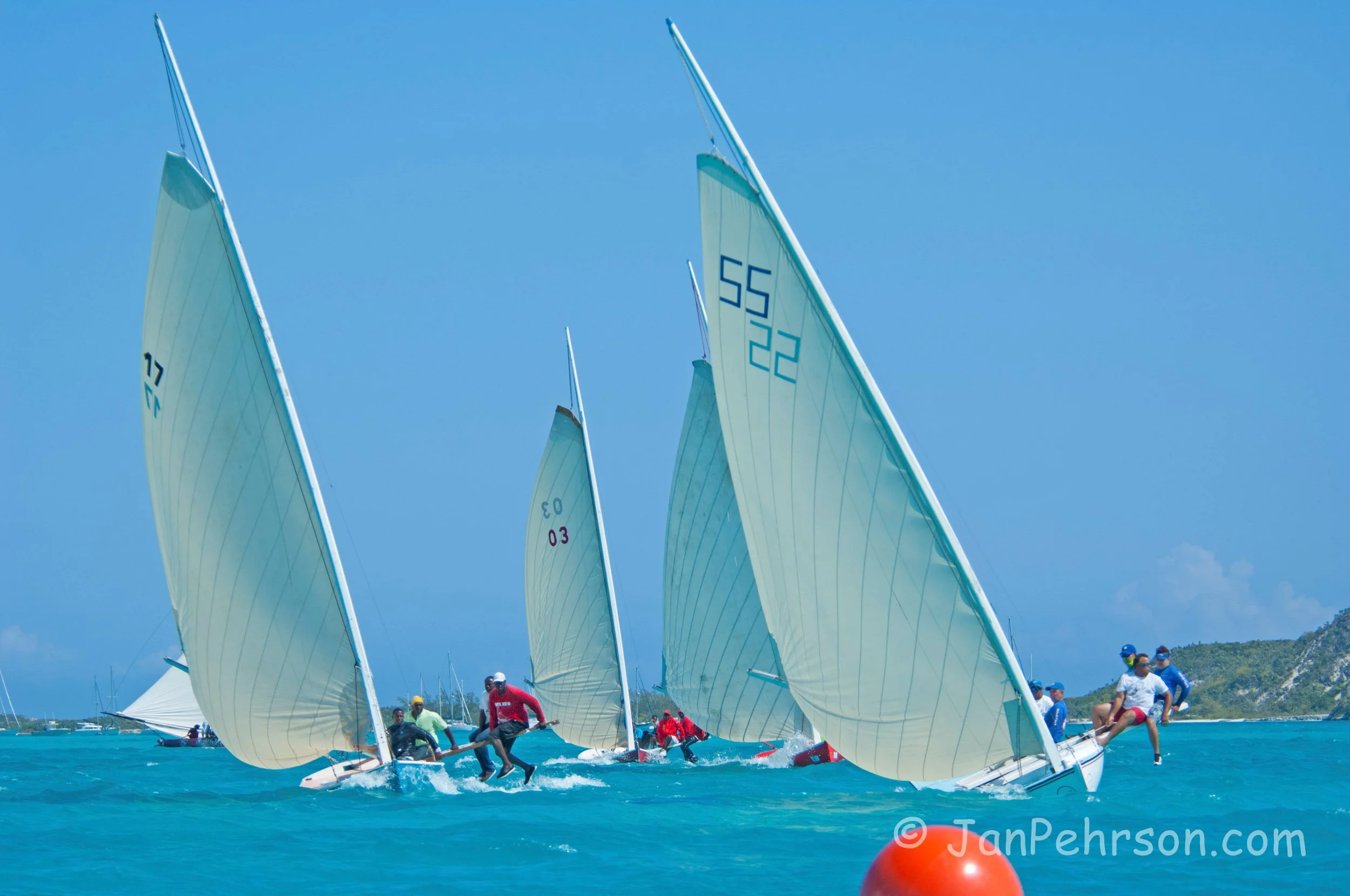 April 2017, Georgetown, Exuma, Bahamas, National Family Island Regatta, Day 3, Class C, Weather Mark Rounding (0302)