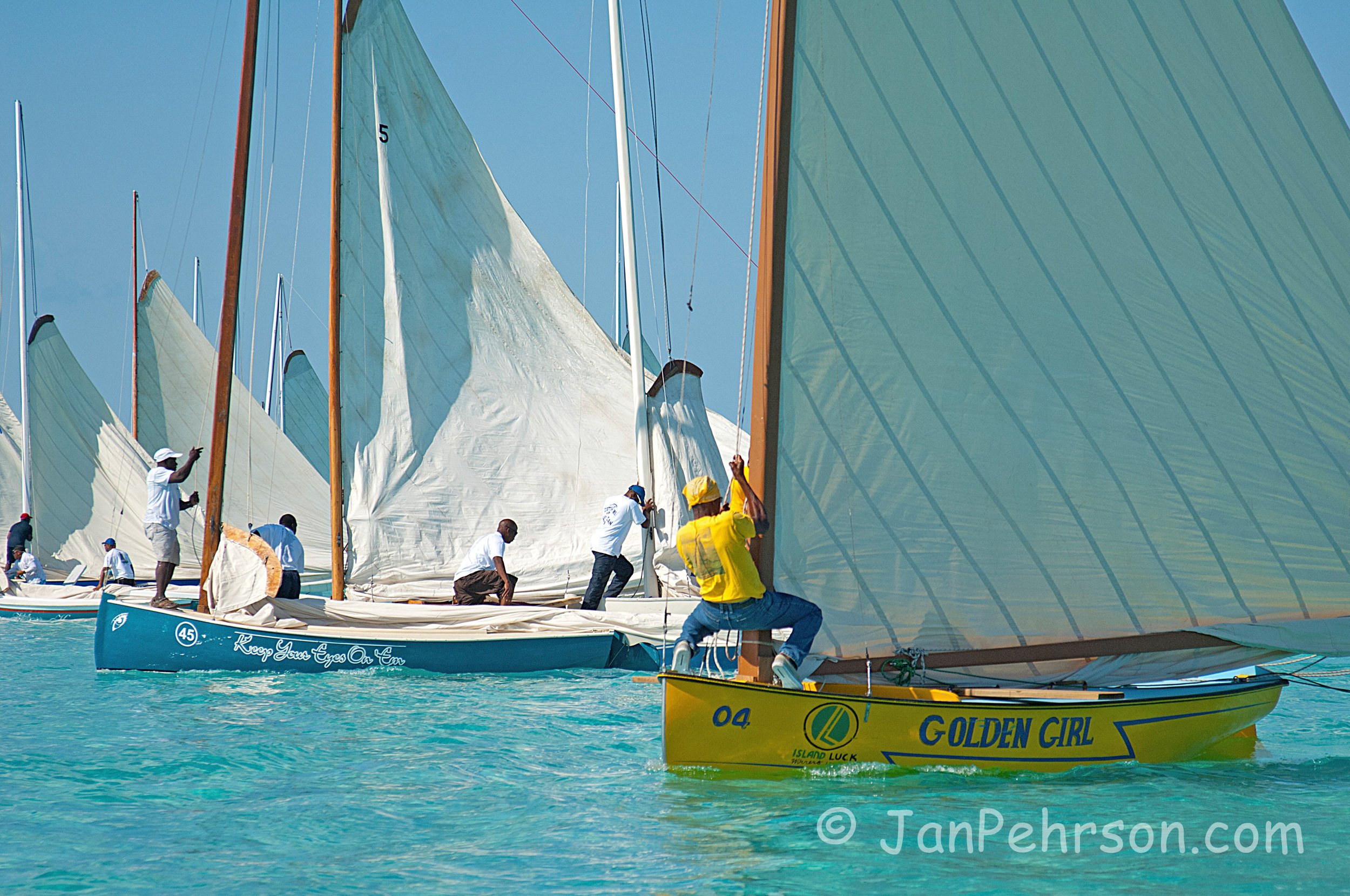 National Family Island Regatta of the Bahamas 2014 - Bahamian Racing Class C Start at Anchor (0021)