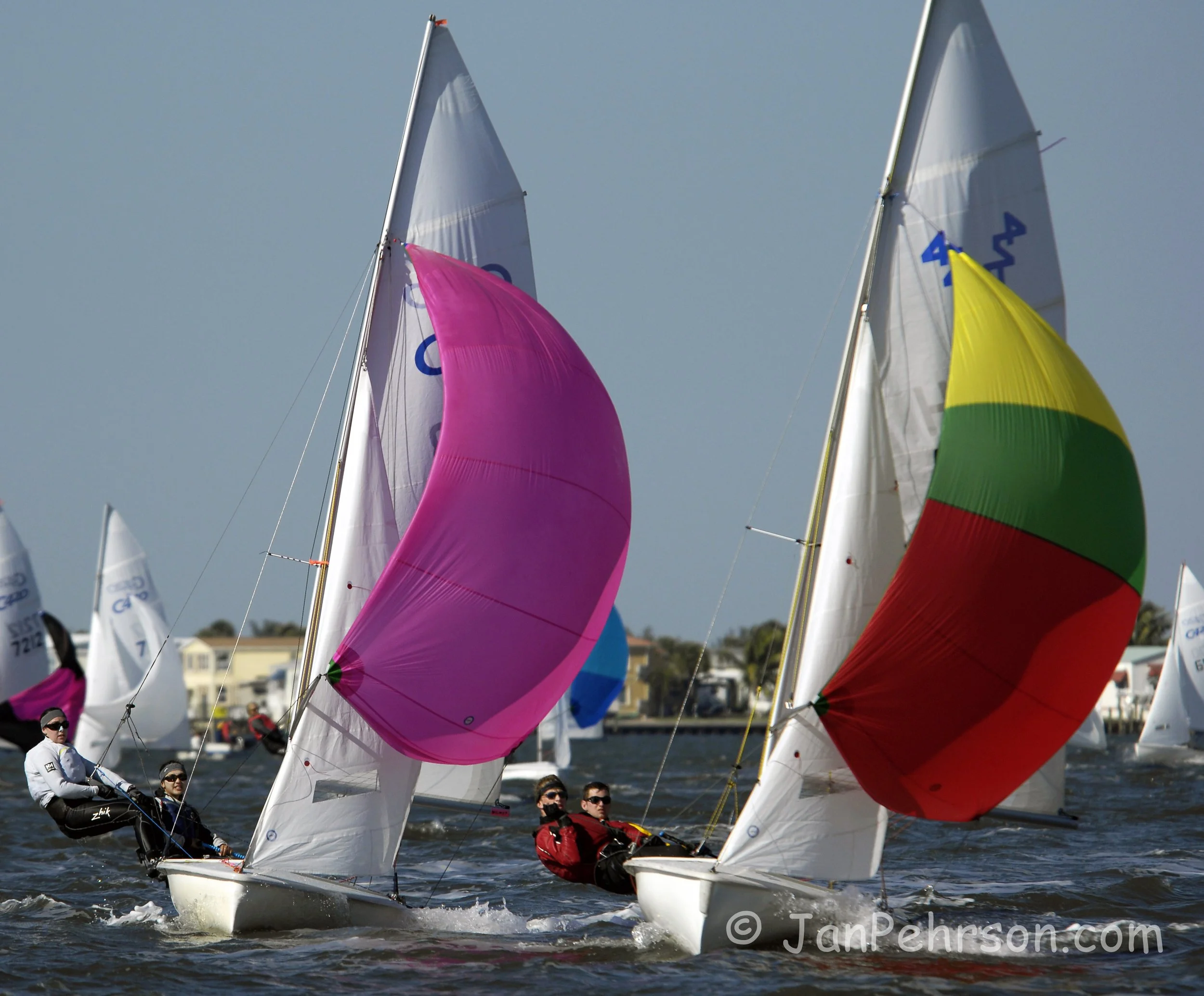 C420 Midwinters, Jensen Beach, Feb 15, 2014 - (pink)  Lucy Wilmot and Mary Claire Kiernan - (yellow/green/red) Christopher Volkers and Stewart Clark (0274)