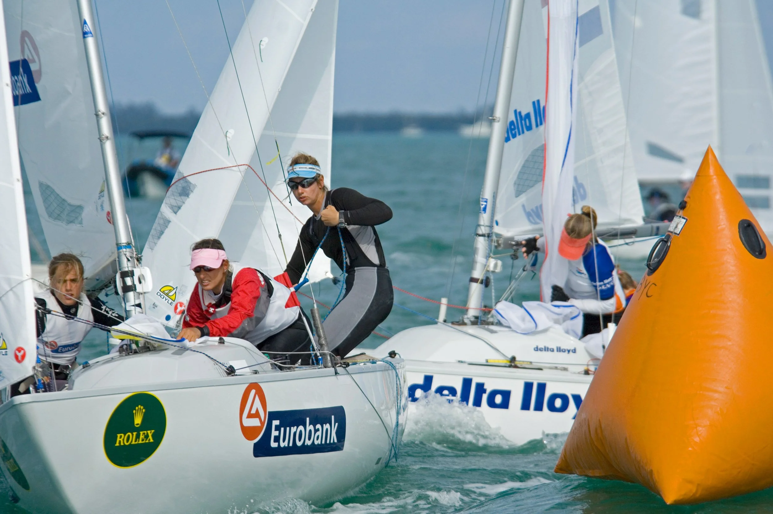 Rolex Miami Olympic Class Regatta,Miami,Florida,Day 4,Yngling Class,Sailors:Bekatorou, Sofia/Papadopoulou, Sofia/Charamountani, Christina,Country:GRE Greece (02181)